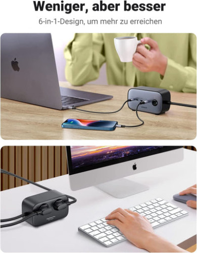 Ugreen DigiNest Pro 1 salidas AC Tipo C 1,8 m 4 3680 W Negro - Imagen 4