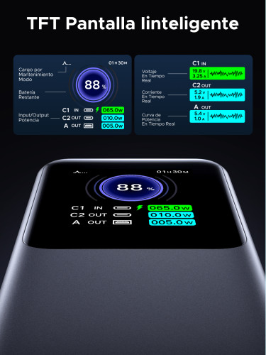 Ugreen 20000mAh 130W Fast Charging Powerbank Litio Gris - Imagen 8