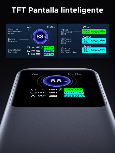 Ugreen 25000mAh 200W Fast Charging Powerbank Gris - Imagen 7