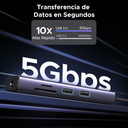 Ugreen 60515 base para portátil y replicador de puertos Alámbrico USB 3.2 Gen 1 (3.1 Gen 1) Type-C Gris - Imagen 16