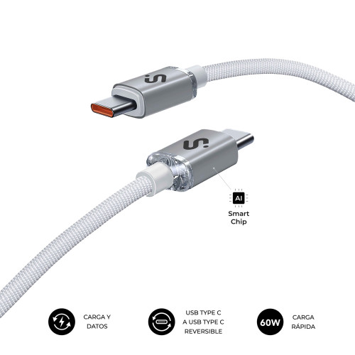SUBBLIM CABLE OPTIMUS 60W C-C 2m WHITE - Imagen 3