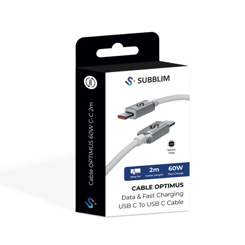 SUBBLIM CABLE OPTIMUS 60W C-C 2m WHITE - Imagen 7