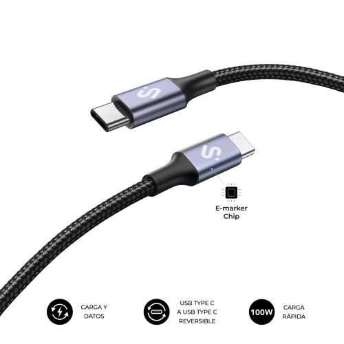 SUBBLIM CABLE PLUS 100W C-C 1m WHITE - Imagen 3