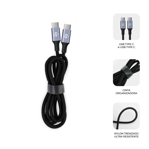 SUBBLIM CABLE PLUS 100W C-C 1m WHITE - Imagen 4