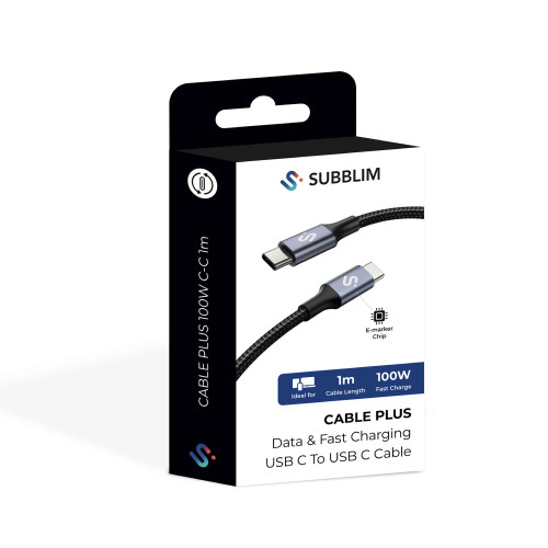 SUBBLIM CABLE PLUS 100W C-C 1m WHITE - Imagen 7