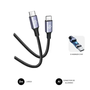 SUBBLIM CABLE PLUS 100W C-C 2M BLACK