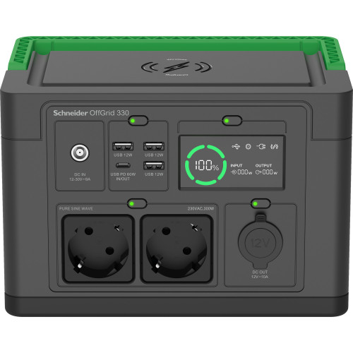 SCHNEIDER OFFGRID PORTABLE POWER STATION 330, 332WH LITHIUM-ION, 2 SCHUKO, SINEWAVE - Imagen 2
