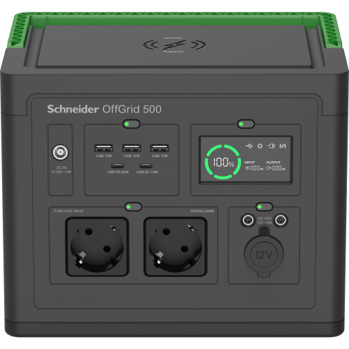 SCHNEIDER OFFGRID PORTABLE POWER STATION 500, 517 WH LITHIUM-ION, 2 SCHUKO, SINEWAVE - Imagen 2