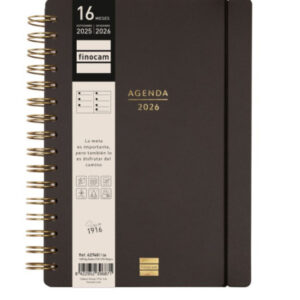 AGENDA 16 MESES SEPTIEMBRE 2025-DICIEMBRE 2026 HAIKU E10-155X212 SEMANA VISTA HORIZONTAL NEGRO+ FINOCAM 627400126