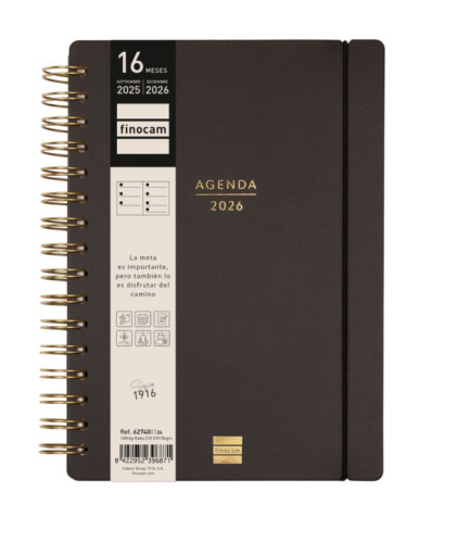 AGENDA 16 MESES SEPTIEMBRE 2025-DICIEMBRE 2026 HAIKU E10-155X212 SEMANA VISTA HORIZONTAL NEGRO+ FINOCAM 627400126