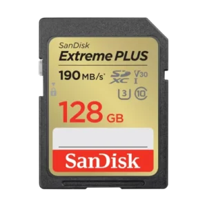SANDISK EXTREME PLUS 128GB SDXC MEMORY CARD + 2 YEARS RESCUEPRO DELUXE UP TO 190MB/S & 90MB/S READ/WRITE SPEEDS, UHS-I, CLASS 10, U3, V30