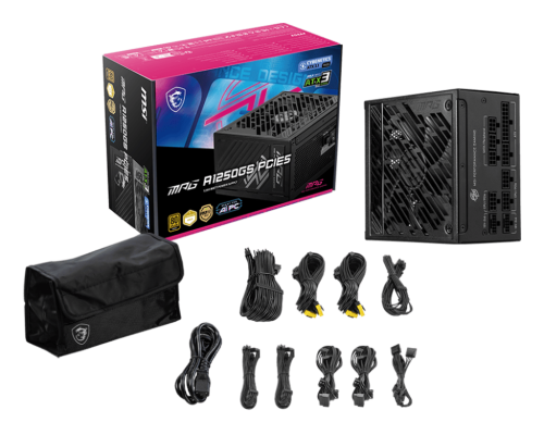 MSI MPG A1250GS PCIE5 unidad de fuente de alimentación 1250 W 20+4 pin ATX ATX Negro - Imagen 5