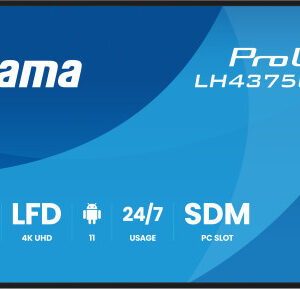 MONITOR IIYAMA 43" (LH4375UHS-B1AG) ANDROID 11 / 3844X2160 (4K UHD) / OPERACION 24/7 /500CD / LANDSC. Y PORTRAIT / 3XHDMI / DP / RJ45 / VESA 400X400 / ALTAVOCES 2X10W