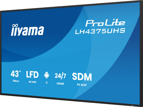 MONITOR IIYAMA 43" (LH4375UHS-B1AG) ANDROID 11 / 3844X2160 (4K UHD) / OPERACION 24/7 /500CD / LANDSC. Y PORTRAIT / 3XHDMI / DP / RJ45 / VESA 400X400 / ALTAVOCES 2X10W - Imagen 7