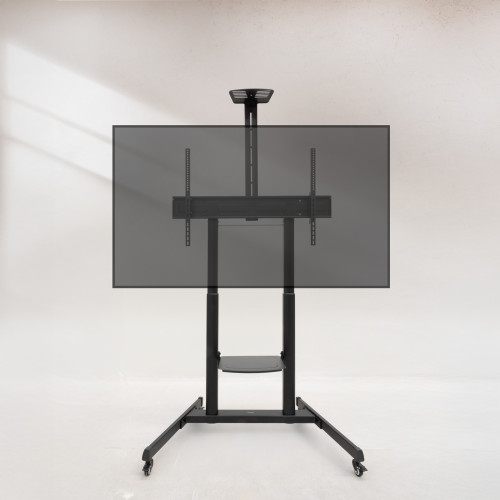 TooQ “AQUILES” Soporte de Suelo con Ruedas con Regulación de Altura para Pantallas 60"-100", Negro - Imagen 3