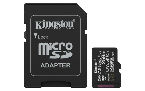 Kingston Technology 256GB microSDXC Canvas Select Plus Gen3 150MB/s A1 (Incluye adaptador de SD)