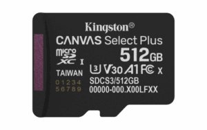 Kingston Technology 512GB micSDXC Canvas Select Plus Gen3 150R A1 (Adaptador de SD no incluido)