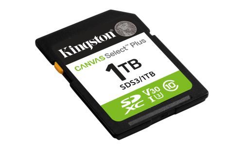 Kingston Technology 1 TB SDXC Canvas Select Plus Gen3 150 MB/s C10 UHS-I U3 V30 - Imagen 3