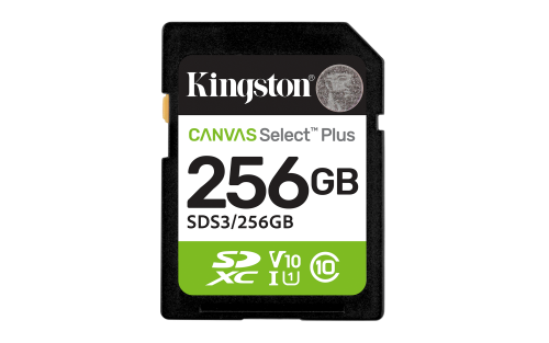 Kingston Technology 256 GB SDXC Canvas Select Plus Gen3 150 MB/s C10 UHS-I U1 V10