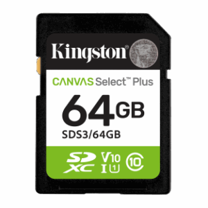 Kingston Technology 64 GB SDXC Canvas Select Plus Gen3 100 MB/s C10 UHS-I U1 V10
