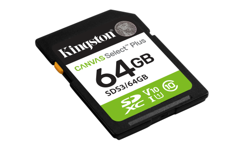 Kingston Technology 64 GB SDXC Canvas Select Plus Gen3 100 MB/s C10 UHS-I U1 V10 - Imagen 3