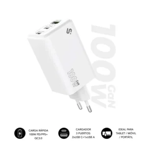 SUBBLIM CARGADOR GAN 100W CHARGER USB C+C+A