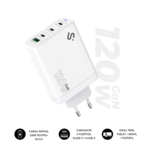 SUBBLIM CARGADOR GAN 120W CHARGER USB C+C+C+A
