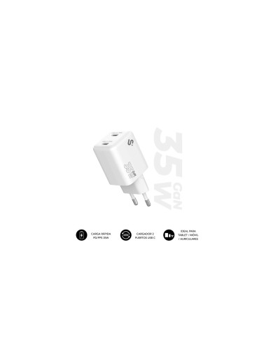 SUBBLIM CARGADOR GAN 35W CHARGER USB C+C - Imagen 2