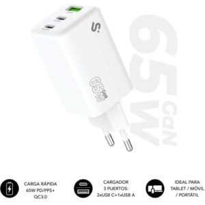 SUBBLIM CARGADOR GAN 65W CHARGER USB C+C+A