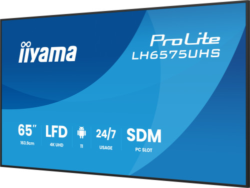 MONITOR IIYAMA 65" (LH6575UHS-B1AG)3840X2160, UHD IPS PANEL, OPERACION 24/7 500CD/M, LANDSCAPE PORTRAIT, SIGNAL FAILOVER, SPEAKERS 2X 10W, MULTIPLE INPUTS (DVI-I (VGA),HDMI 3X, DP-OUT ,USB 2.0 X2, WIFI, LAN, MEDIA PLAY USB PORT, CONTROL LAN/RS232 - Imagen 7