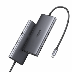 Ugreen 11-in-1 USB-C Hub to 3x USB-C/2x USB-A/HDMI/VGA/RJ45/SD/TF/3.5mm - Gray Acoplamiento Base Gris