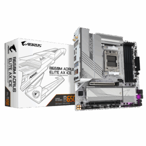 GIGABYTE B650M AORUS ELITE AX ICE Placa base - AMD Ryzen serie 9000, VRM de 12+2+2 fases, hasta 8000 MHz DDR5 (OC), 1xPCIe 5.0 + 1xPCIe 4.0 M.2, LAN 2,5 GbE, WIFI 6E, USB 3.2 Gen 2x2