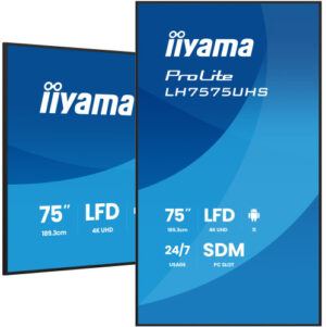 MONITOR IIYAMA 75" (LH7575UHS-B2AG) 3840X2160 / 4K UHD / 24/7 / 500 CD/M / 8MS / DP / 3XHDMI / MICRO SD SLOT / E-SHARE /IISIGNAGE 2 / RJ45 / SDM SLOT PC / ANDROID 11.0