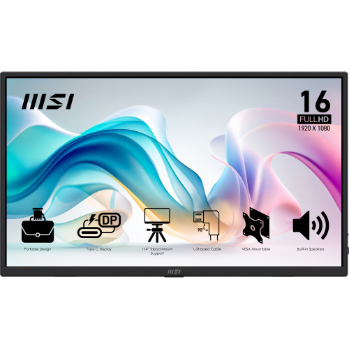 MSI PRO MP165 E6 monitor o TV portátil Monitor portátil Negro 39,6 cm (15.6") LED 1920 x 1080 Pixeles - Imagen 2