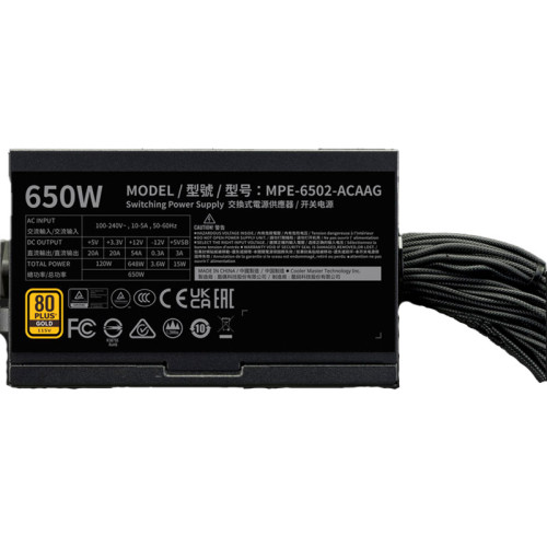 FUENTE ALIMENTACION COOLER MASTER MWE GOLD 650 V3 650W ATX 3.1 NON MODULLAR (MPE-6502-ACAAG-3BEU) - Imagen 2