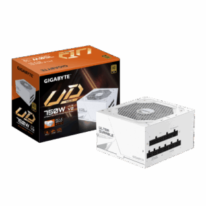 GIGABYTE UD750GM PG5 V2 ICE Fuente de Alimentación – PCIe Gen 5.1, 80 PLUS Gold, Diseño completamente modular, Ventilador de 120 mm, Compatible con ATX 3.1, Enchufe EU