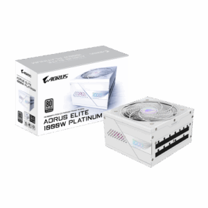 GIGABYTE AORUS ELITE P1000W ICE Fuente de Alimentación - PCIe 5.0, 80 PLUS Platinum, Diseño completamente modular, Ventilador de 120 mm, Compatible con ATX 3.0, Enchufe UE