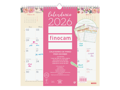 CALENDARIO 2026 PARED TRENDY DESIGN ESCRIBIR 300x300MM FINOCAM 787530126