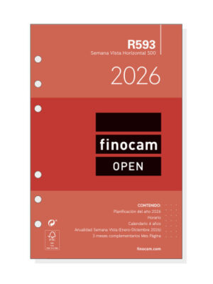 RECAMBIO ANUAL 2026 R593 OPEN500 117X181MM SEMANA VISTA HORIZONTAL FINOCAM 711580026