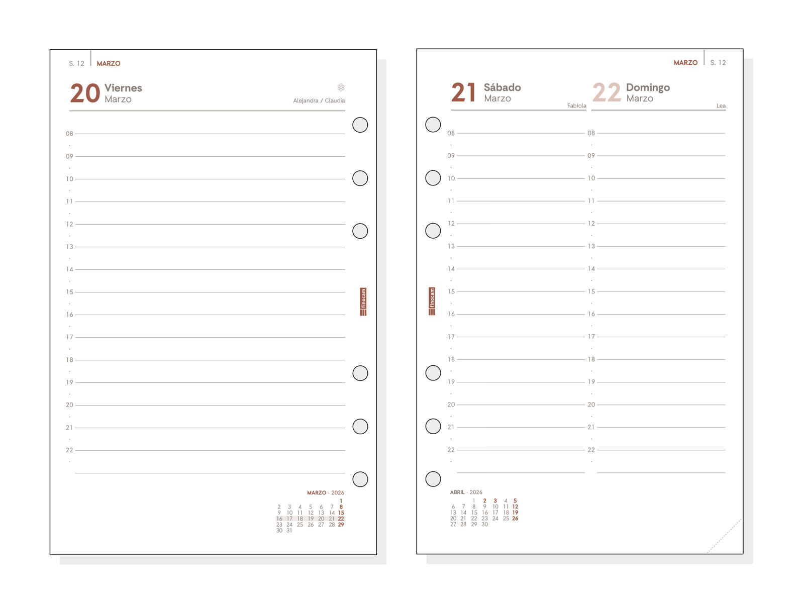 RECAMBIO ANUAL 2026 R598 OPEN500 117X181MM DIA PAGINA FINOCAM 711670026 - Imagen 2