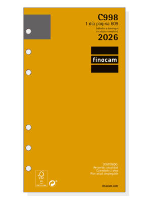 RECAMBIO ANUAL 2026 C998 CLASSIC609 94X171MM DIA PAGINA FINOCAM 201330026