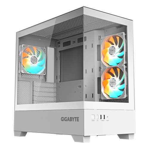 GIGABYTE C201 PANORAMIC ICE Caja para PC – Torre media, m-ATX, compatible con radiador de 360 mm, 3 ventiladores preinstalados, USB 3.0, compatible con RGB Fusion - Imagen 2