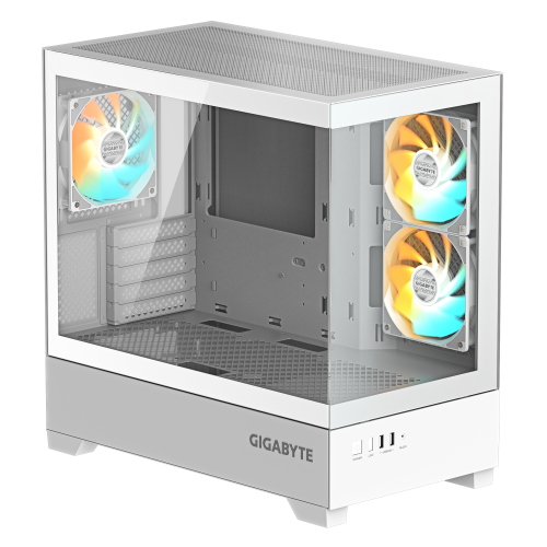 GIGABYTE C201 PANORAMIC ICE Caja para PC – Torre media, m-ATX, compatible con radiador de 360 mm, 3 ventiladores preinstalados, USB 3.0, compatible con RGB Fusion - Imagen 3