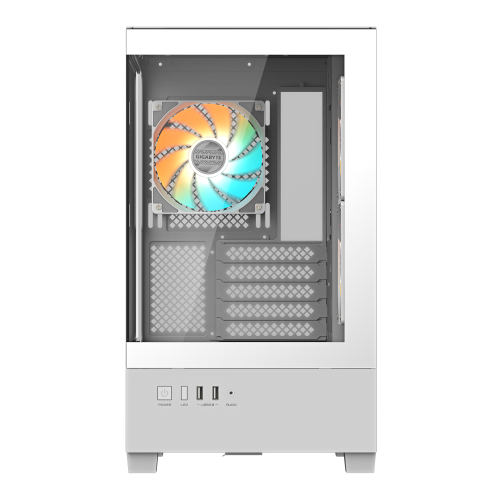 GIGABYTE C201 PANORAMIC ICE Caja para PC – Torre media, m-ATX, compatible con radiador de 360 mm, 3 ventiladores preinstalados, USB 3.0, compatible con RGB Fusion - Imagen 4