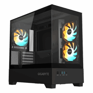 GIGABYTE C201 PANORAMIC Caja de PC – Torre Media, m-ATX, soporte para radiador de 360 mm, 3 ventiladores preinstalados, USB 3.0, compatible con RGB Fusion