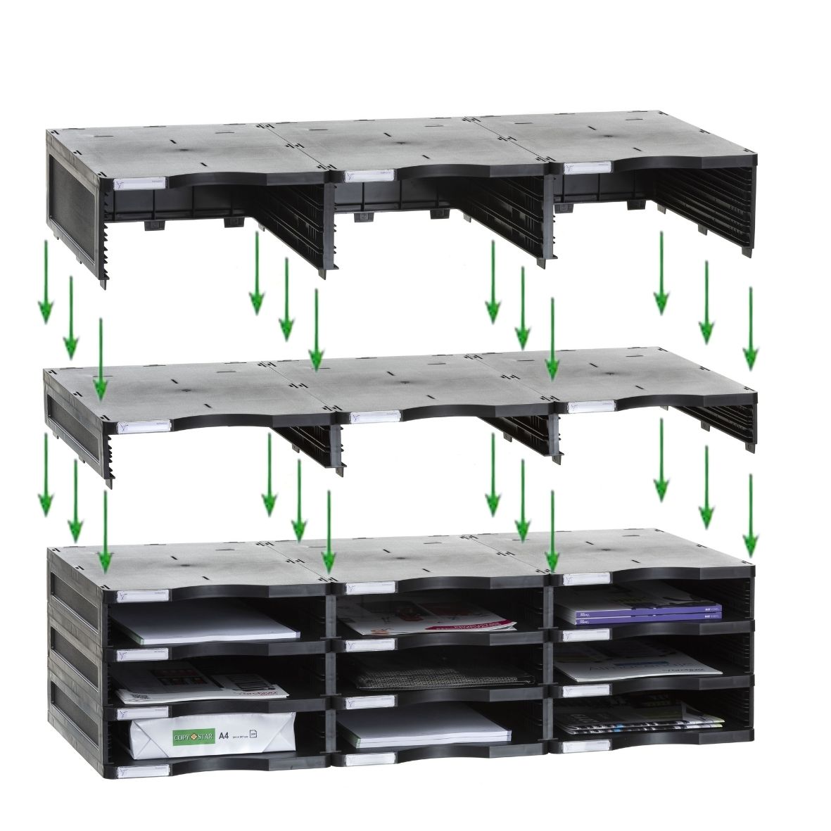 MÓDULO SOSTENIBLE DE CLASIFICACIÓN 9 COMPARTIMENTOS 360X900X - Imagen 3