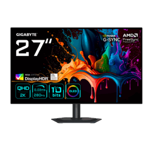 GIGABYTE MO27Q28G Monitor Gaming OLED 27" QHD - 2560 x 1440, 280Hz, 0,03ms, 335 cd/m², Display HDR True Black 500, HDMI 2.1, DisplayPort 1.4