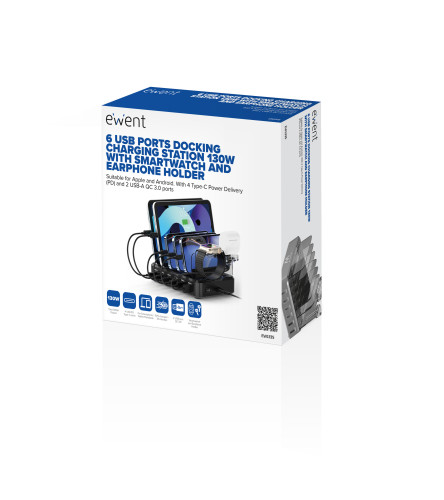 Ewent EW1335 cargador de dispositivo móvil Universal Negro Corriente alterna Carga rápida Interior - Imagen 3
