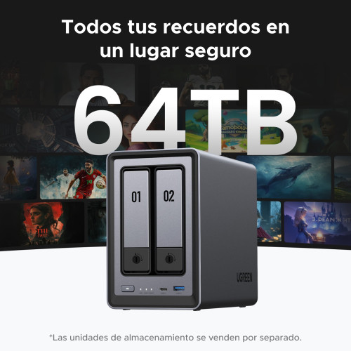 Ugreen NASync DXP2800 NAS System 2-Bay Compacto Intel® N N100 8 GB DDR5 0 TB UGOS Pro Negro - Imagen 5