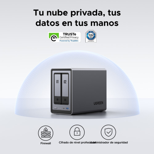 Ugreen NASync DXP2800 NAS System 2-Bay Compacto Intel® N N100 8 GB DDR5 0 TB UGOS Pro Negro - Imagen 8